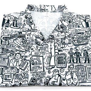 The Big Lebowski XXL Doodles Cartoon Comic Hawaiian Shirt